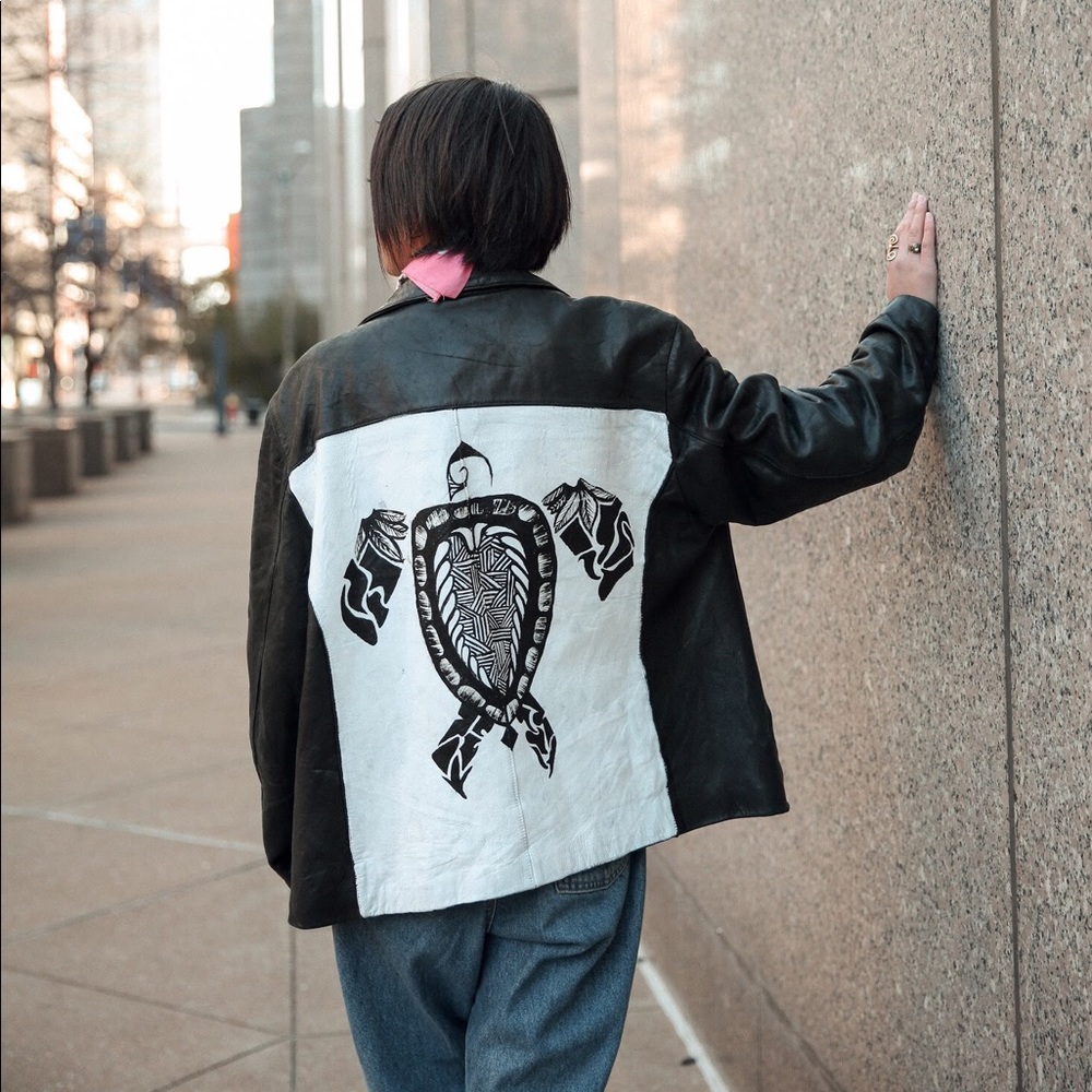 Custom hand painted turtle jacket
